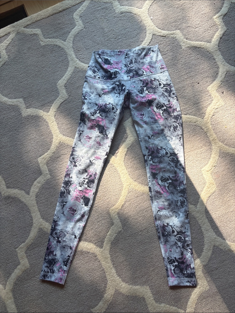 lululemon athletica Gray, Pink and Black Floral Hoodie